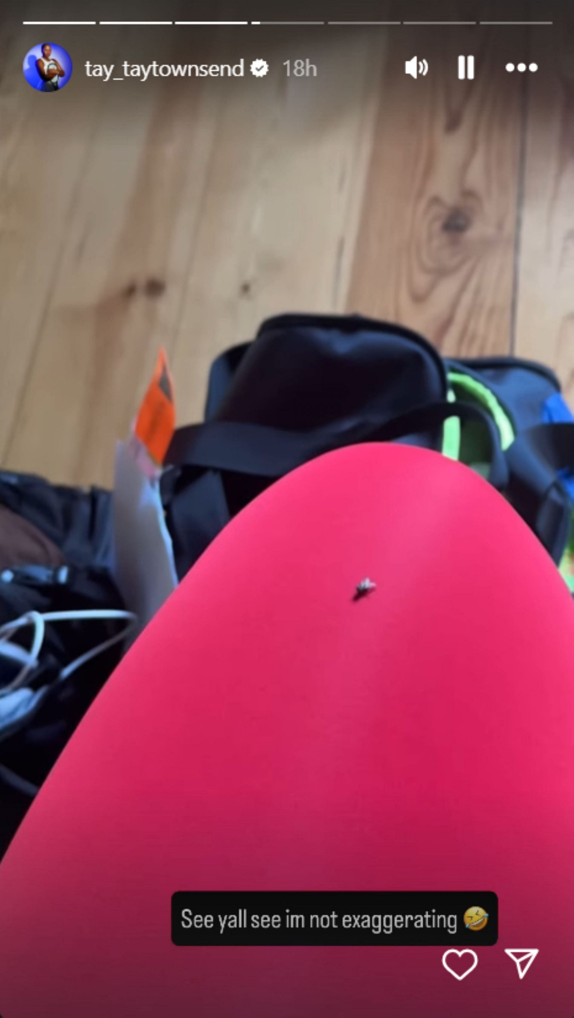 Townsend deals with insects inside her room; Instagram - @tay_taytownsend